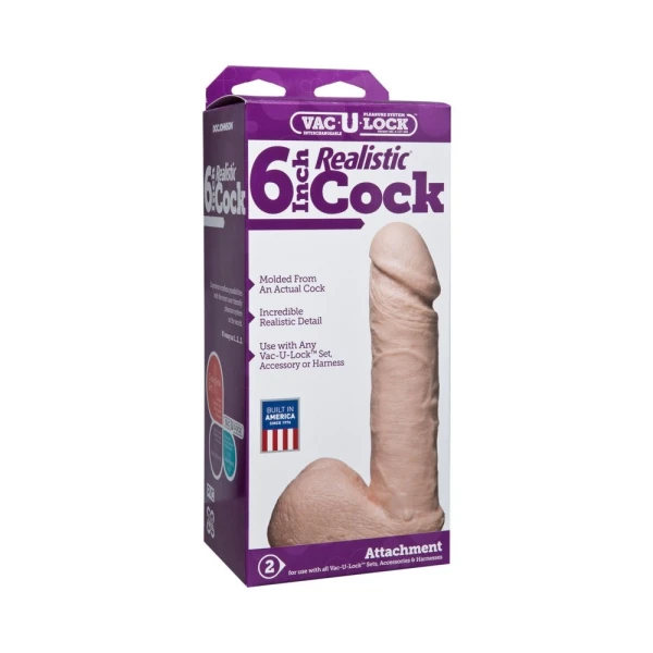 Vac-U-Lock 6" Realistic Dildo - Beige