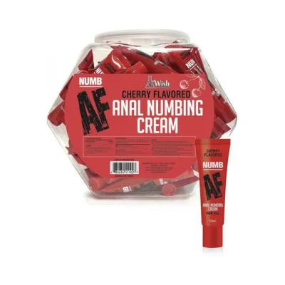 Anal Lube Numb Af Cherry Flavored Anal Numbing Cream 65 piece Fishbowl Display