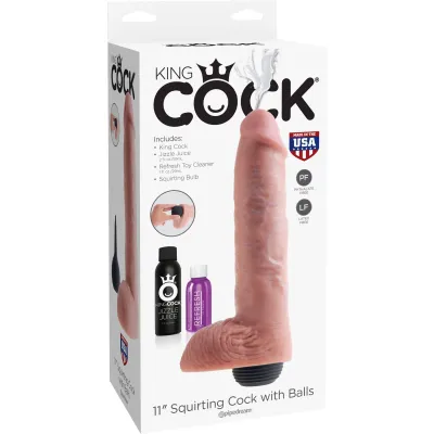 King Cock 11 Inch Squirting Cock With Balls Flesh