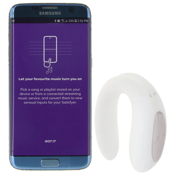 Satisfyer Double Joy Wearable Silicone Dual Stimulation App Enabled Couples Vibrator - White