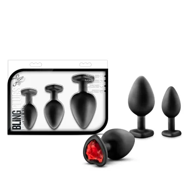 Luxe Bling Plugs Training Kit Black With Red Gems