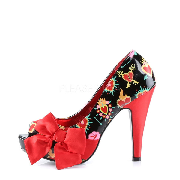 BETTIE-13 - 4 1/2" Heel, 1" Hidden P/F Open Toe Pump W/ Large Satin Bow — image 7 of 12