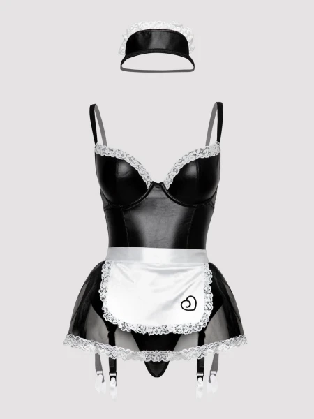 Lovehoney Fantasy Deluxe Wet Look French Maid Costume