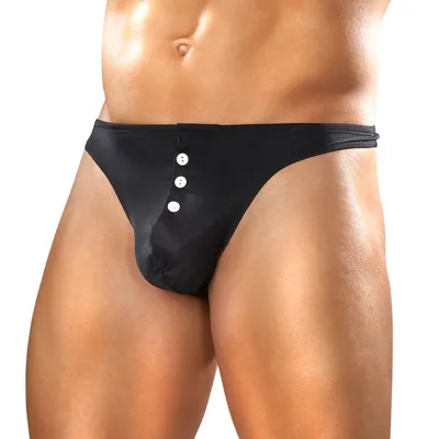 Male Power Nylon Lycra Streaker Thong Black S M
