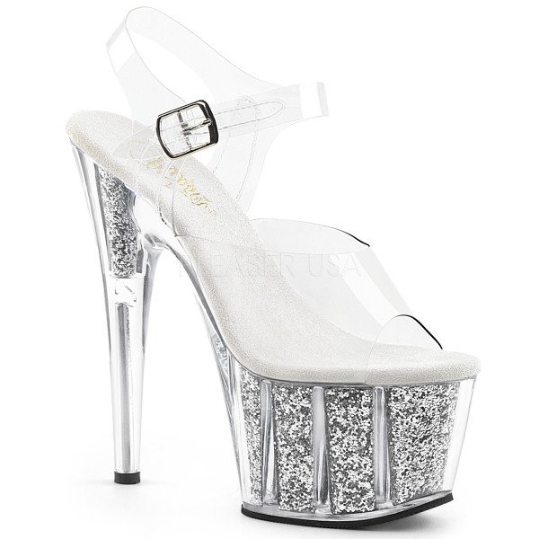 7 inches Heel, 2 3/4 inches PF Ankle Strap Sandal w/ Glitter Inserts — image 25 of 25