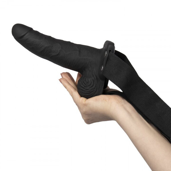 Bondara Black 7 Function Hollow Vibrating Strap-On – 6 Inch