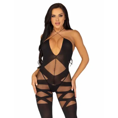 Feels Like Love Opaque Bodystocking One Size Black