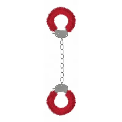 Pleasure Legcuffs Furry Red