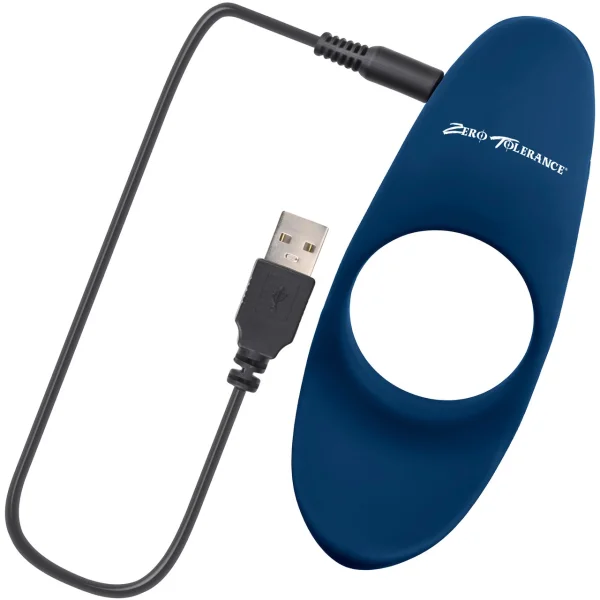 Zero Tolerance Cup Em Vibrating Waterproof Rechargeable Silicone Cock Ring - Blue