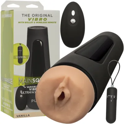 Main Squeeze Original Vibro Pussy Vibrating Penis Masturbator by Doc Johnson Vanilla
