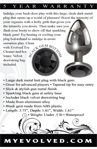 Black Gem Anal Plug - Large