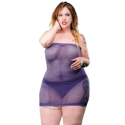 All Over Mesh Tube Dress Violet 1x 4x