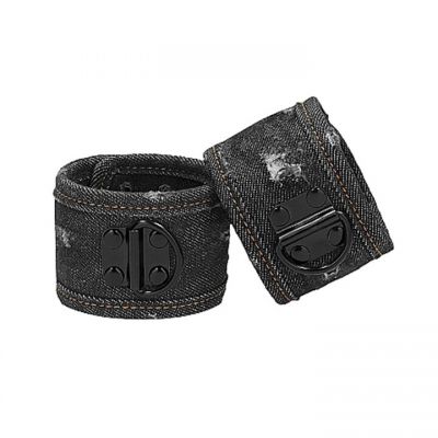 Ouch Denim in Distress Press Stud Wrist Cuffs