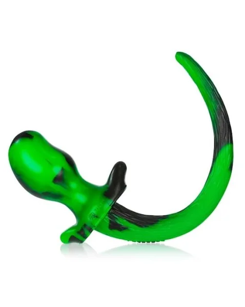 Puppy Tail Buttplug - Bulldog - 4.5 Inch - Green/black - Large