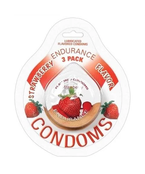Endurance Condoms - Strawberry - 3 Pack