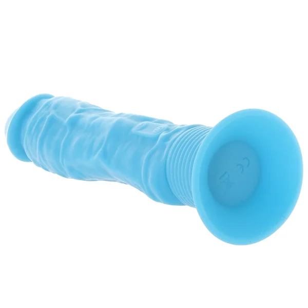 Neon Silicone Wall Banger Waterproof Suction Cup Vibrating Dildo By Pipedream - Blue