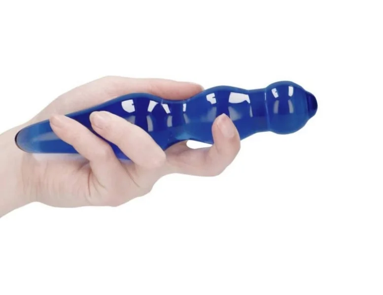 Lollypop Double-Ended Blue Glass Dildo by Chrystalino