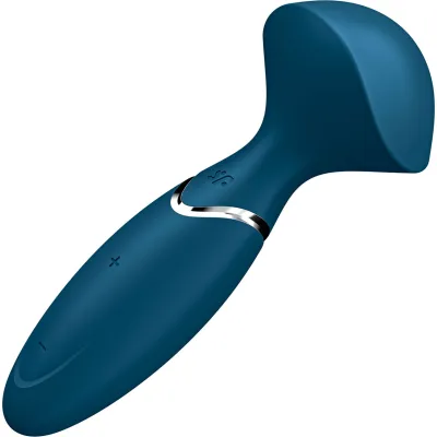 Satisfyer Mini Wand er Silicone Rechargeable Waterproof Wand Style Vibrator Blue