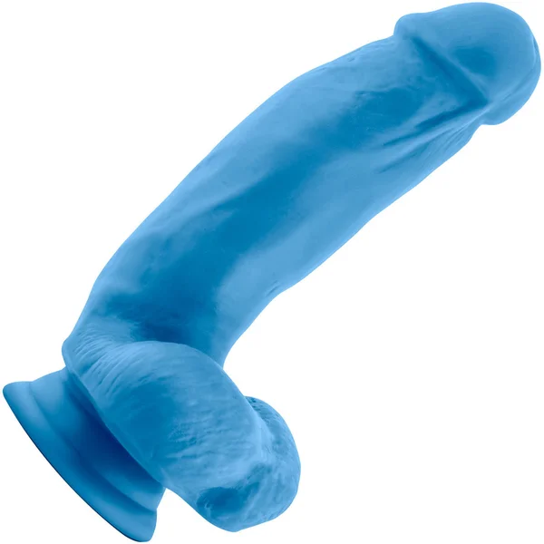 7 inch Realistic Silicone Dual Density Girthy Dildo with Suction Cup and Balls Blue — image 11 of 14