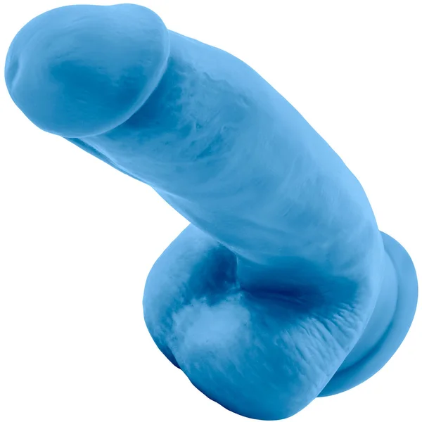 7 inch Realistic Silicone Dual Density Girthy Dildo with Suction Cup and Balls Blue — image 10 of 14