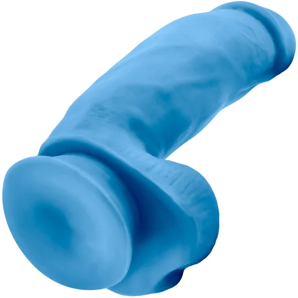 7 inch Realistic Silicone Dual Density Girthy Dildo with Suction Cup and Balls Blue — image 12 of 14