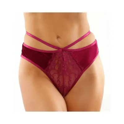 Women s Lingerie Kalina Velvet Strappy Cut out Thong With Keyhole Back Magenta S m