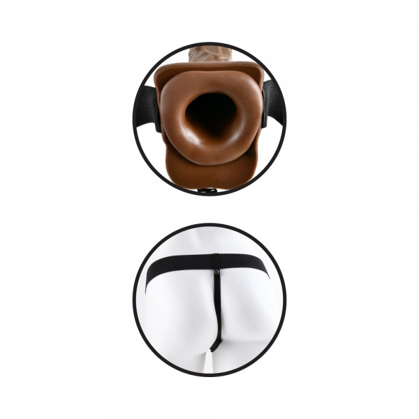 Fetish Fantasy Series 7in Vibrating Hollow Strap-on With Balls Brown
