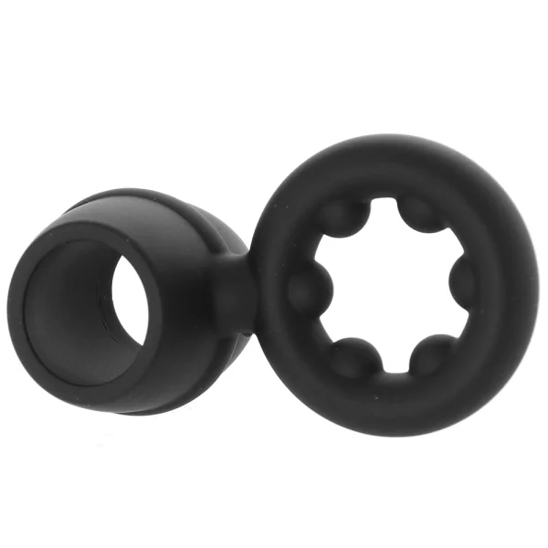 Alpha Liquid Silicone Dual Support Magnum Cock & Balls Ring By CalExotics - Black