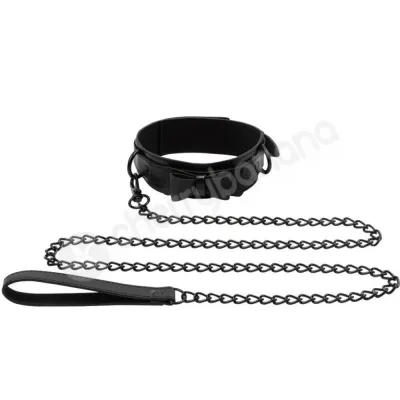 Sincerely Bow Tie Black Collar With Leash