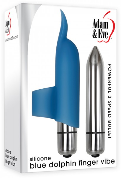 Adam & Eve Silicone Blue Dolphin Finger Vibe