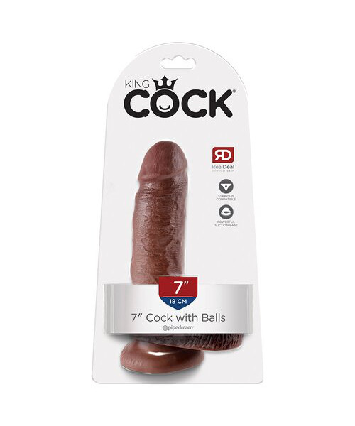 Pipedream King Cock Dark Tone Ballsy Dildo - 7, 9 or 10 Inch