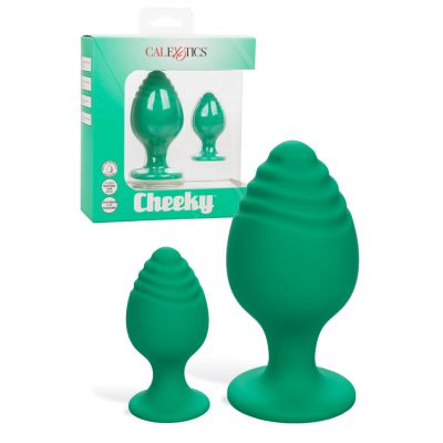 California Exotic Cheeky Green Silicone Butt Plug Set 2 Pce