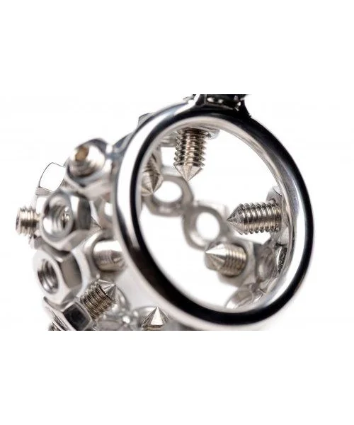 Bolted Chastity Cage With Spikes Stainless Steel
