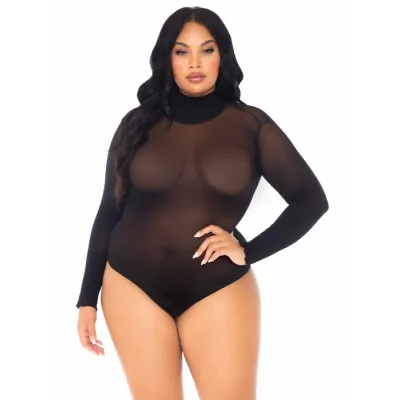 Leg Avenue Sheer High Neck Long Sleeved Bodysuit
