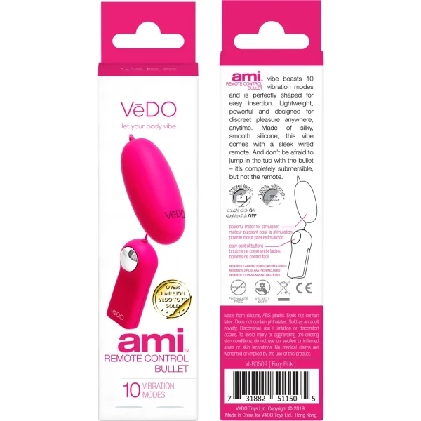 AMI Remote Control Silicone Vibrating Bullet By VeDO - Foxy Pink