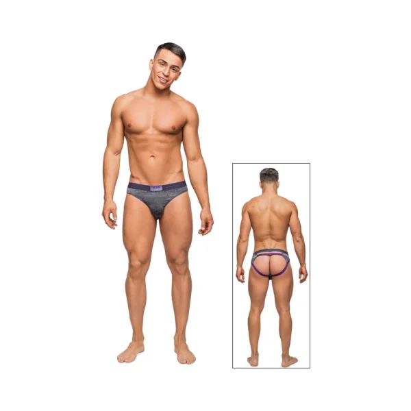 Male Power Heather Haze Cutout Thong Grey Sm — image 2 of 3