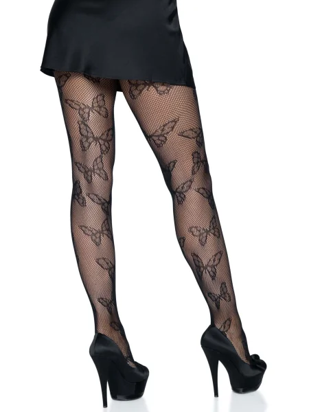 Butterfly Net Tights - One Size - Black
