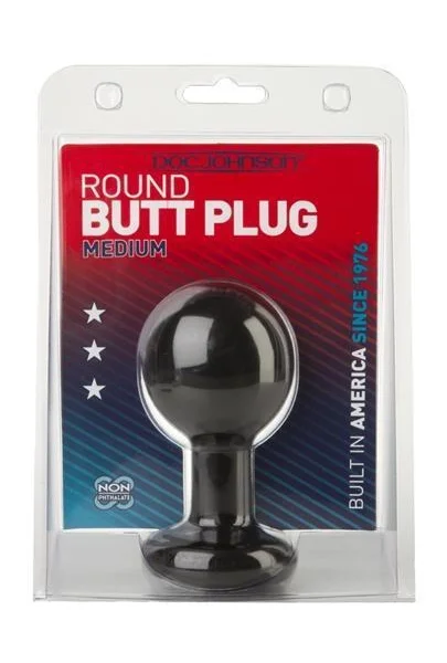 Round Butt Plug Medium Black