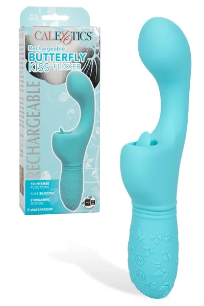 California Exotic 3.5" Silicone Rabbit Vibrator with Butterfly Kiss Clitoral Flicker