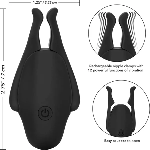 CalExotics Rechargeable Nipplettes Vibrating Nipple Clamps