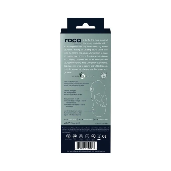 Vedo Roco Rechargeable Dual Motor Vibrating Ring - Just Black