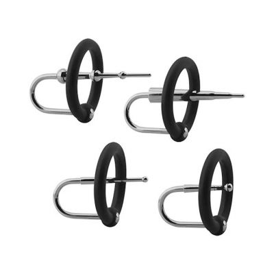 Kink Silicone And Stainless Steel Ring And Plug Set Black silver