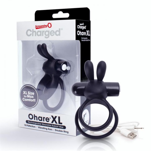Charged - Ohare XL Rechargeable Rabbit Vibe Cockring by Screaming O (Black)
