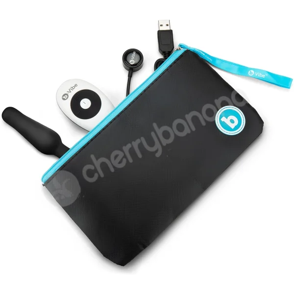 B-vibe Novice Plug Black 4" Vibrating R/C Butt Plug With Travel Case