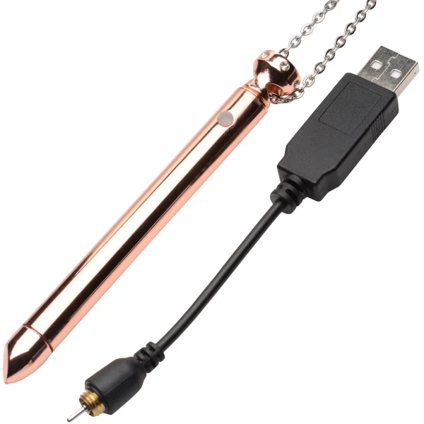 Charmed 7X Rechargeable Stainless Steel Vibrating Necklace - Rose Gold