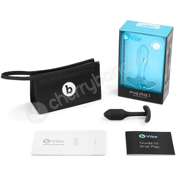 B-vibe Snug Plug 1 Black Silicone Weighted Small Butt Plug