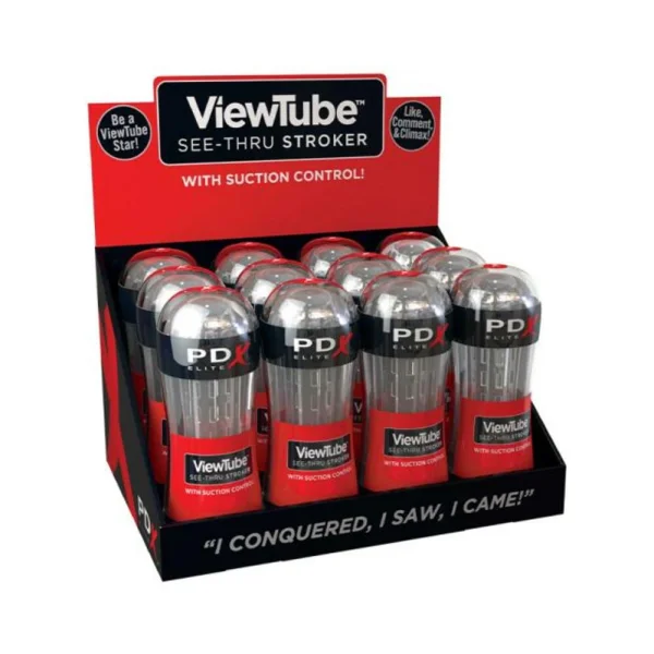 Pdx Elite Viewtube Stroker Display (12 Pcs) - Clear