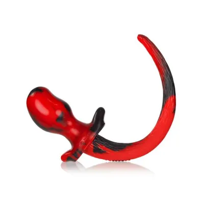 Puppy Tail Buttplug Bulldog 4 5 Inch Red black Large