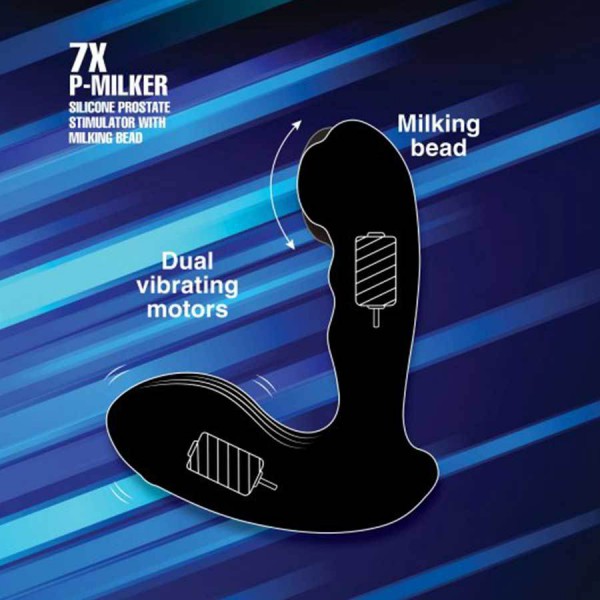 Multi-Speed Vibrating 7X P-Milk Silicone Prostate Stimulator with Milking Bead