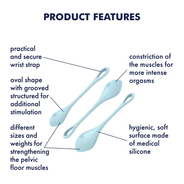 Satisfyer Yoni Power Balls 2 Blue 3 Pc Set